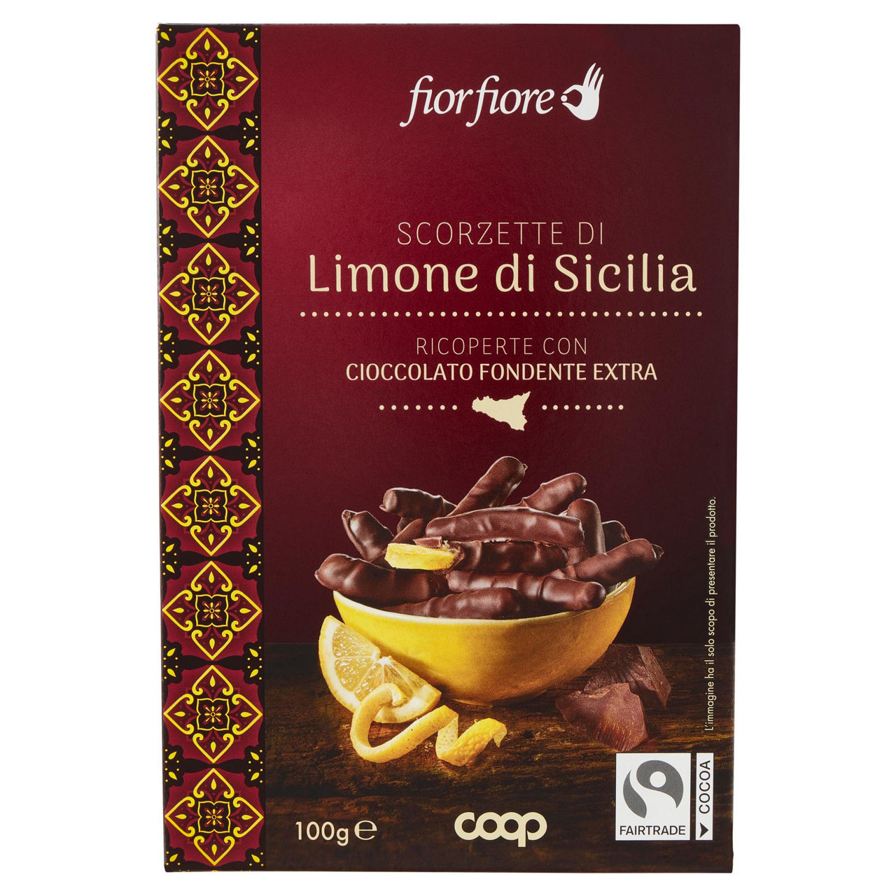 Scorzette di Limone di Sicilia ricoperte con cioccolato fondente extra 100 gr - Immagine 01