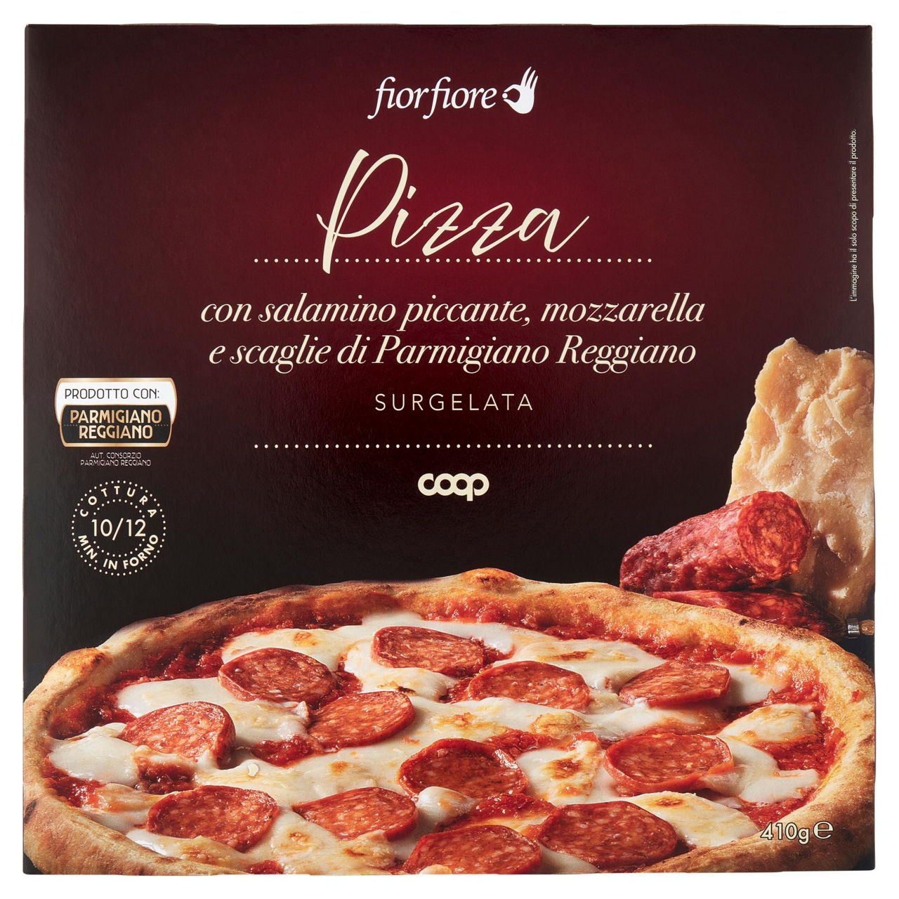 Pizza con salamino piccante mozzarella e scaglie di parmigiano reggiano 410 gr - Immagine 01