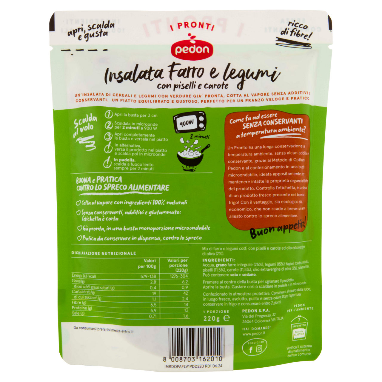 Farro pronto con fagiolini piselli e carote 220 gr - Immagine 21