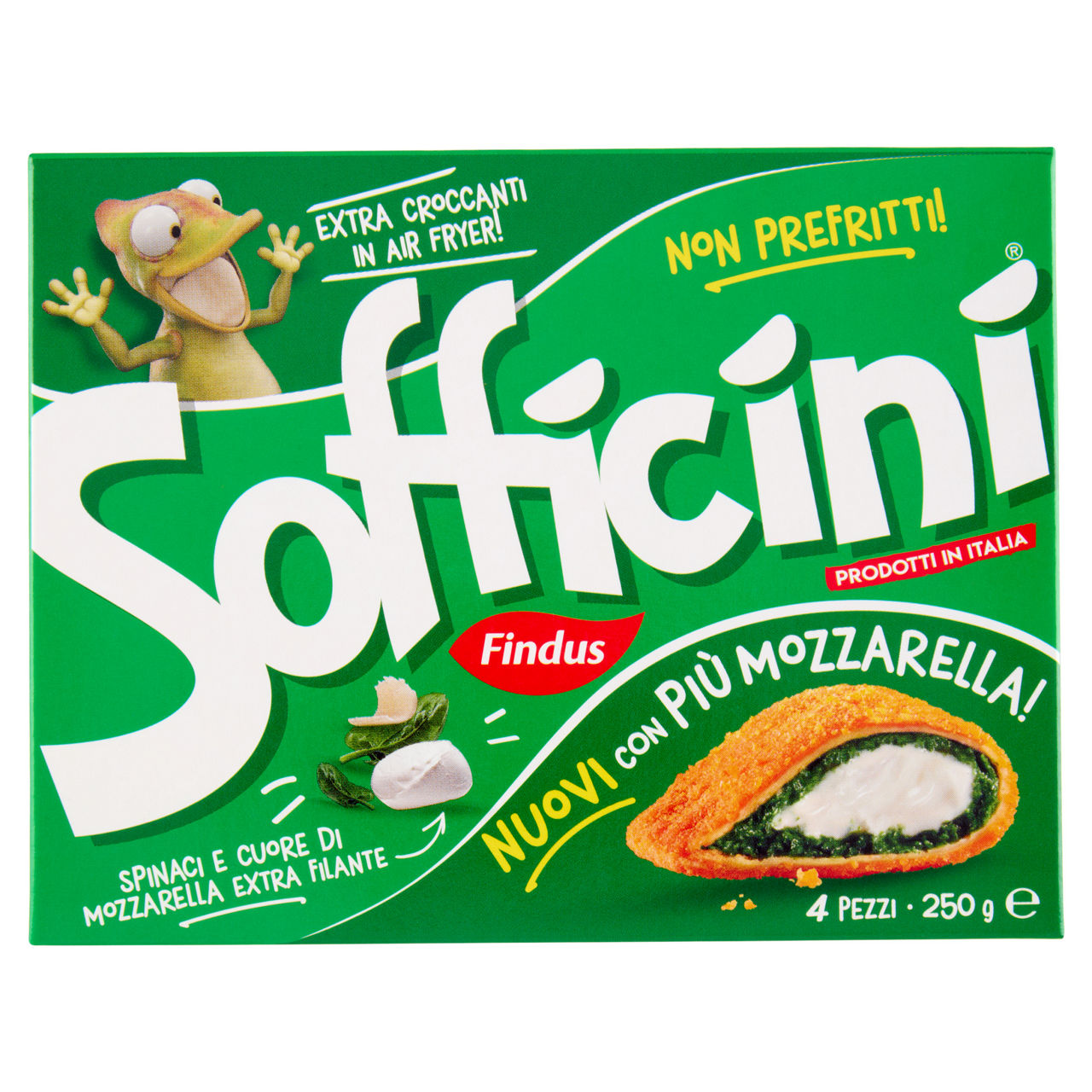 Sofficini agli spinaci con cuore di mozzarella extra filante 4 pz 250 gr