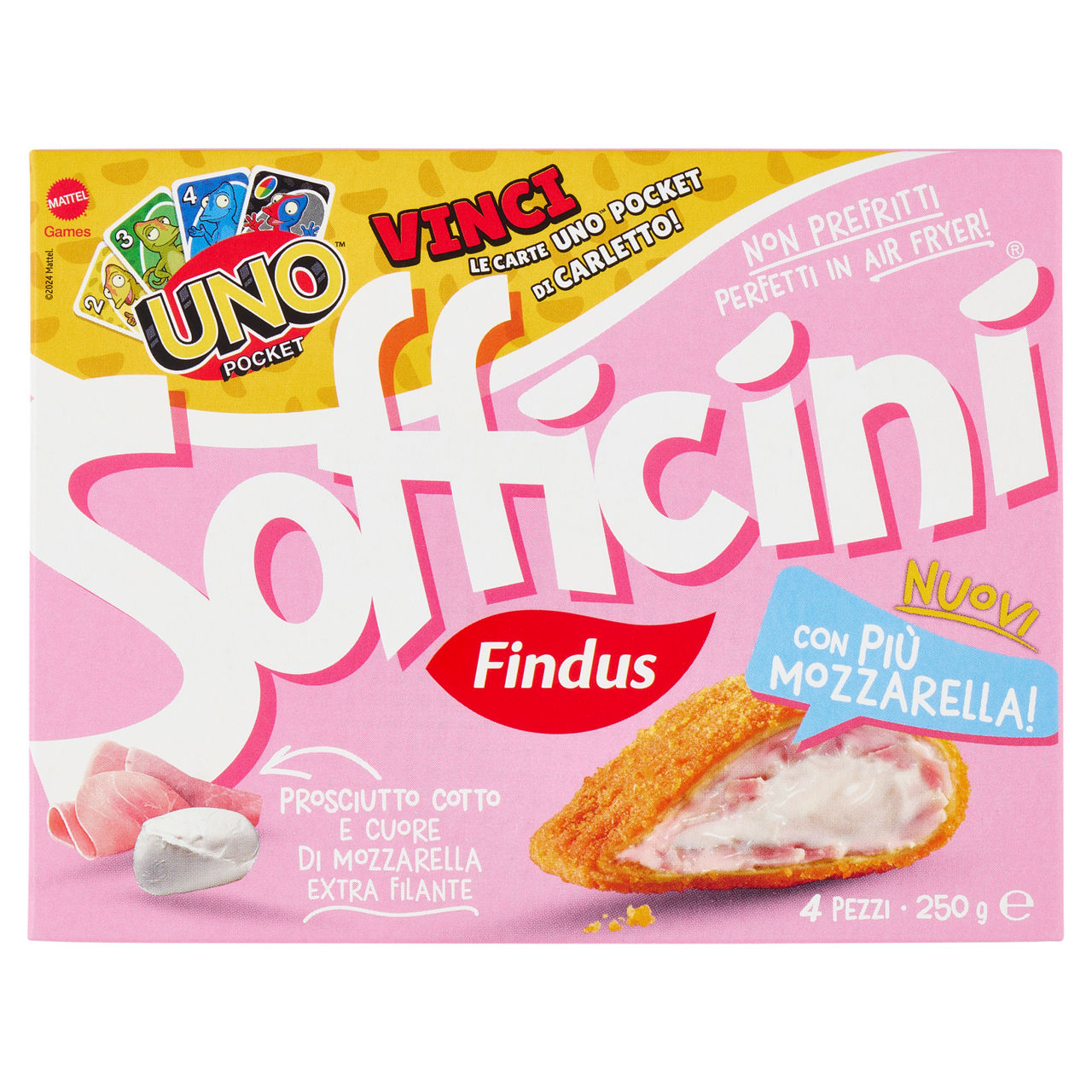 Sofficini al prosciutto cotto con cuore di mozzarella extra filante 4 pz 250 gr - Immagine 01