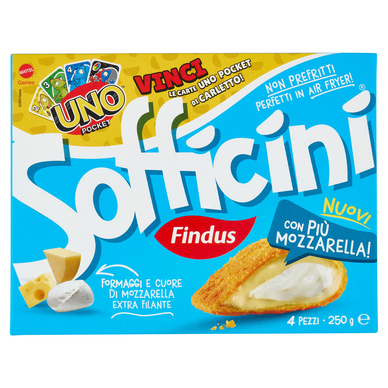 Sofficini ai formaggi con cuore di mozzarella extra filante 4 pz 250 gr - Immagine 01