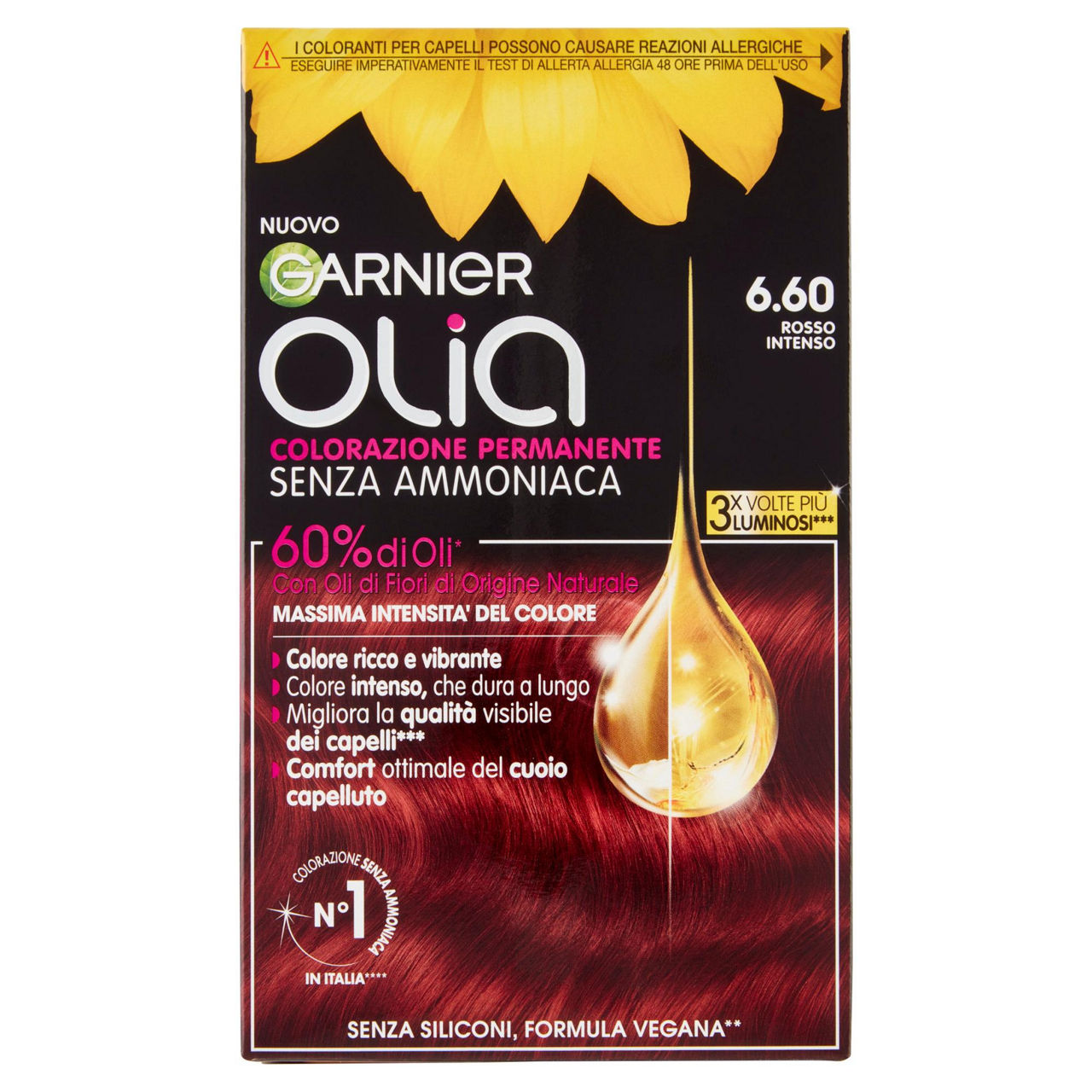 Colorazione permanente capelli 6.60 rosso intenso - Immagine 01