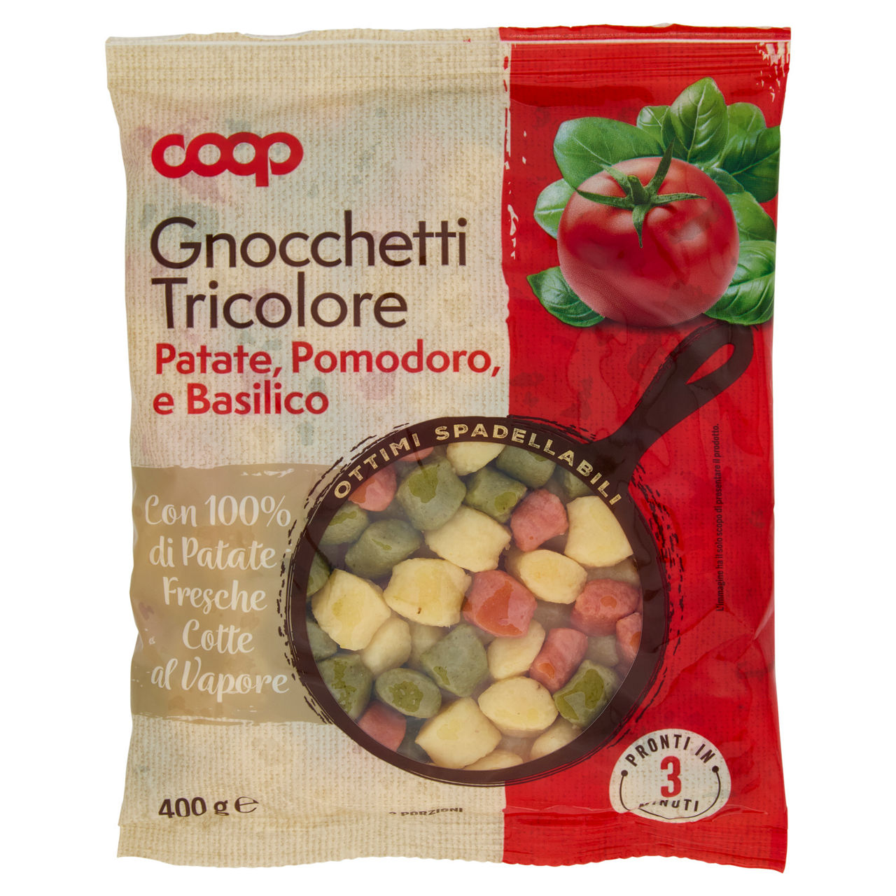 Gnocchetti tricolore di patate pomodoro e basilico 400 gr - Immagine 01