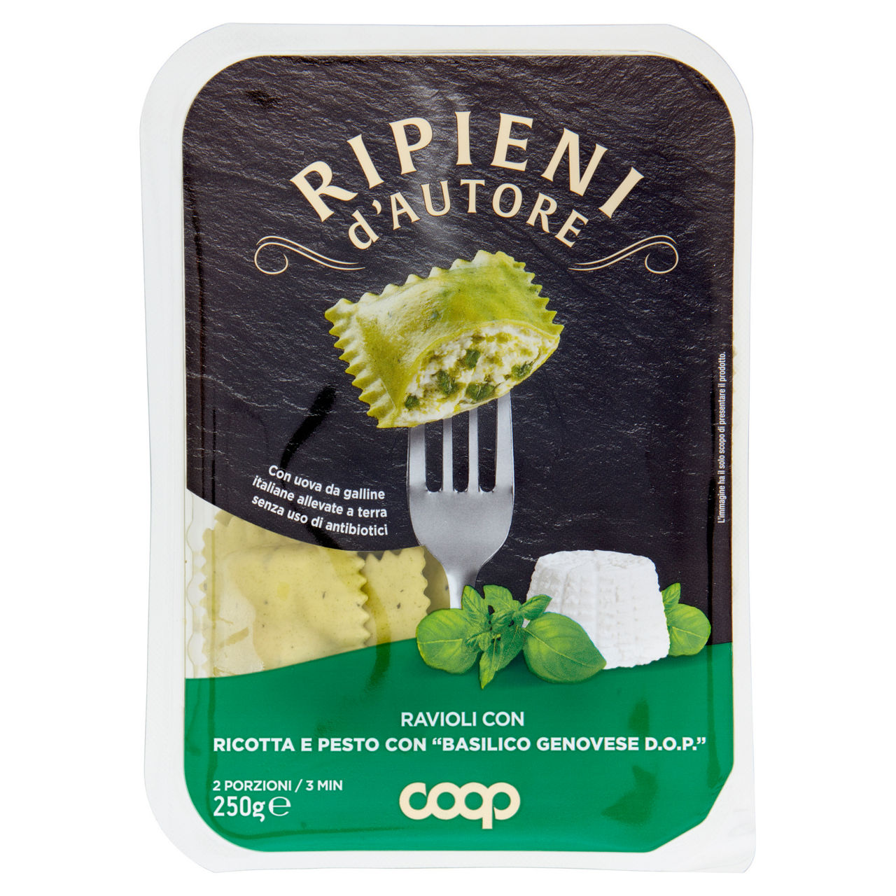 Ravioli con ricotta e pesto con Basilico Genovese DOP 250 gr - Immagine 01