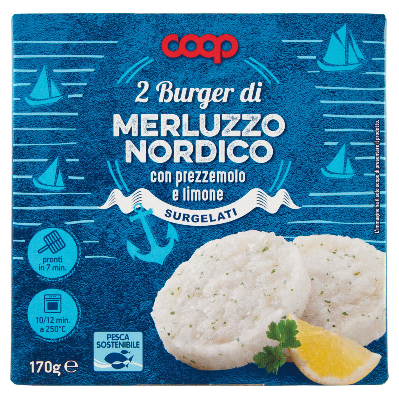Burger di merluzzo Nordico con prezzemolo e lime surgelati 170 gr