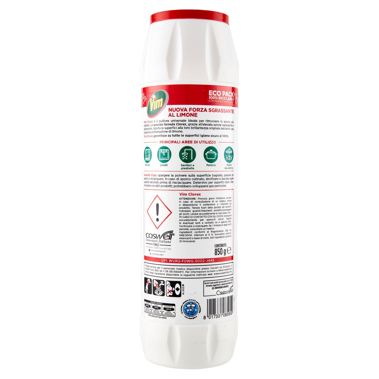 DETERGENTE SUPERFICI IN POLVERE VIM CLOREX LIMONE GR 850 - Immagine 21