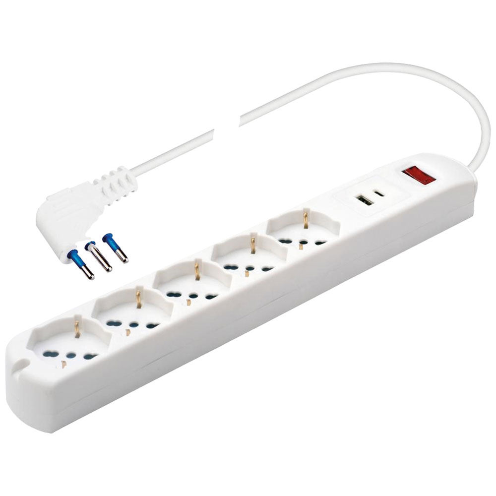 Presa multipla 5 prese 10/16A 2usb A+C sp 10A B