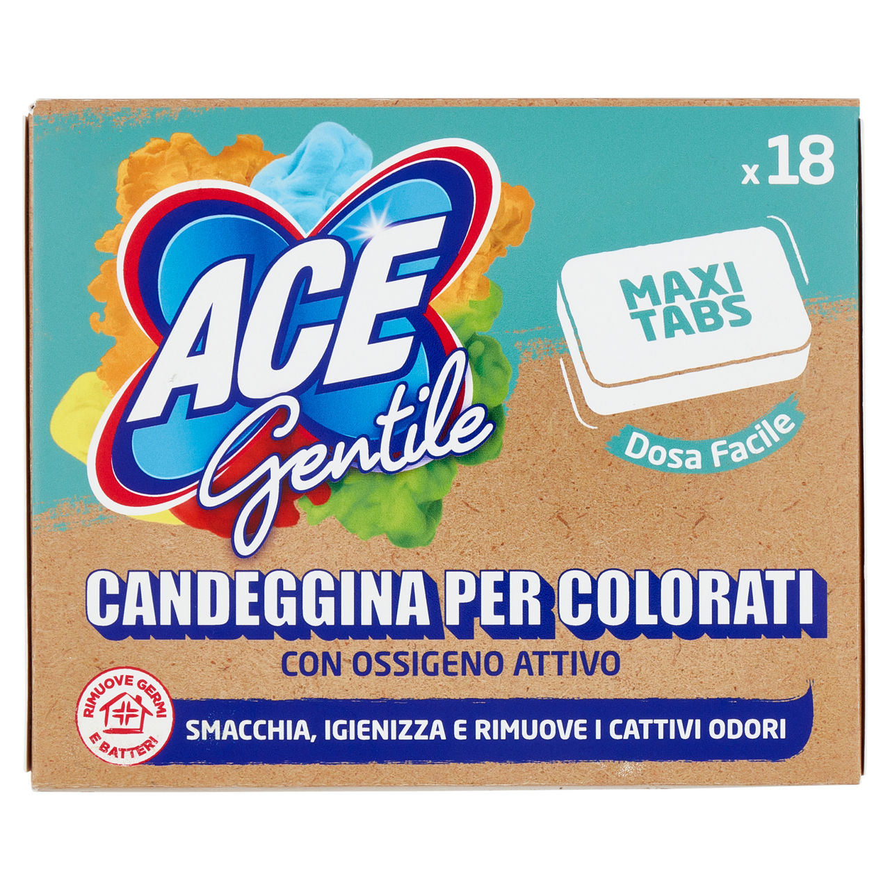 Candeggina ace gentile per colorati in maxi tab monodose 18 pz - Immagine 01