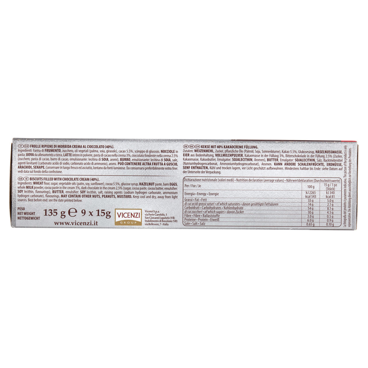 Biscotti Grisbì ripieni di crema al cioccolato 135 gr - Immagine 101
