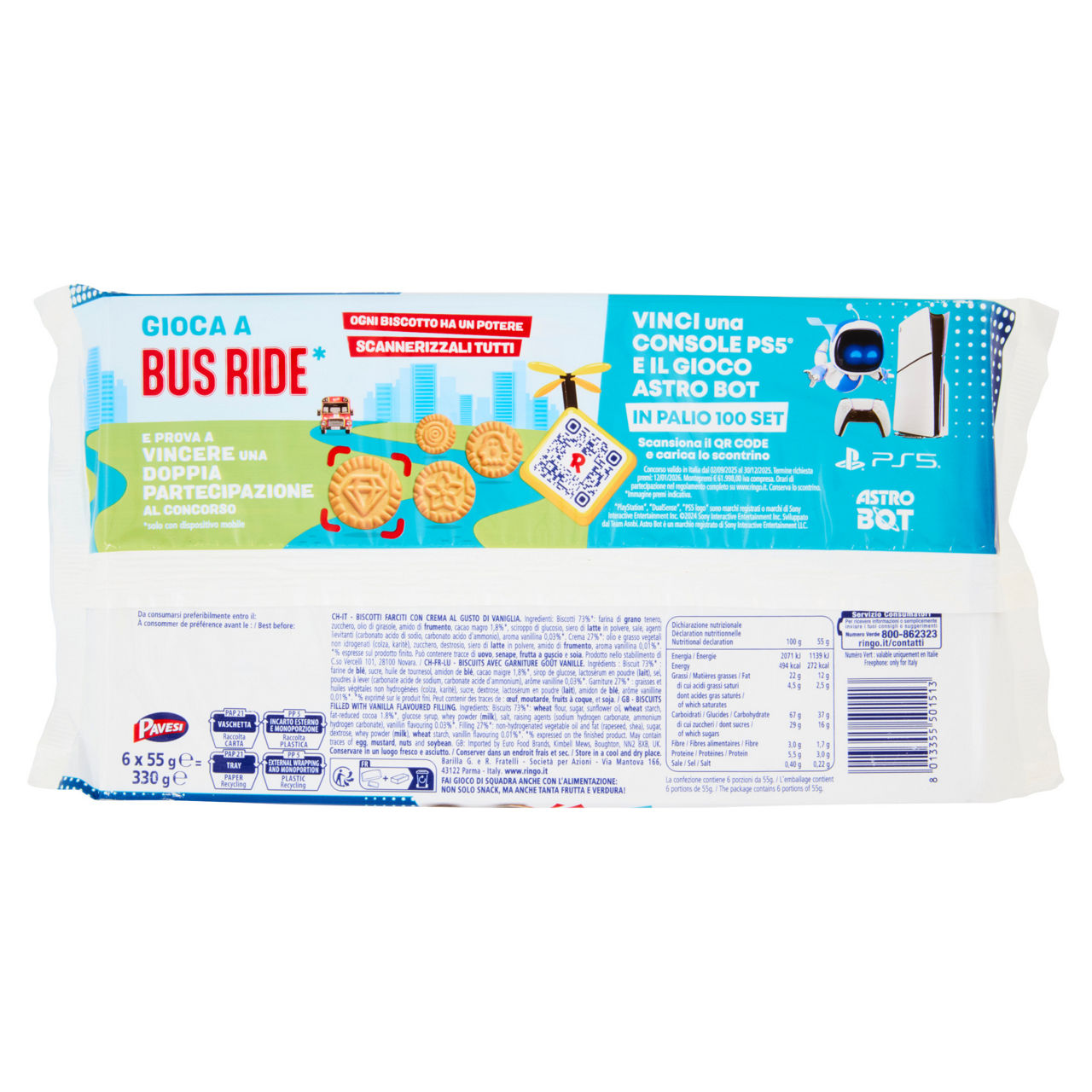 Biscotti snack farciti con crema al gusto di vaniglia 330 gr - Immagine 121