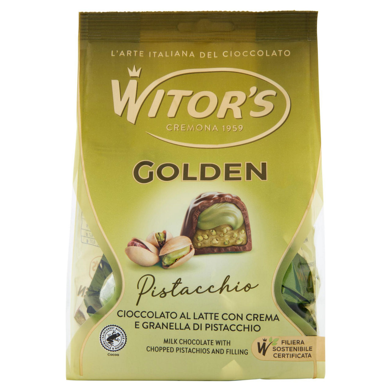 Praline di cioccolato al latte con ripieno al pistacchio 200 gr