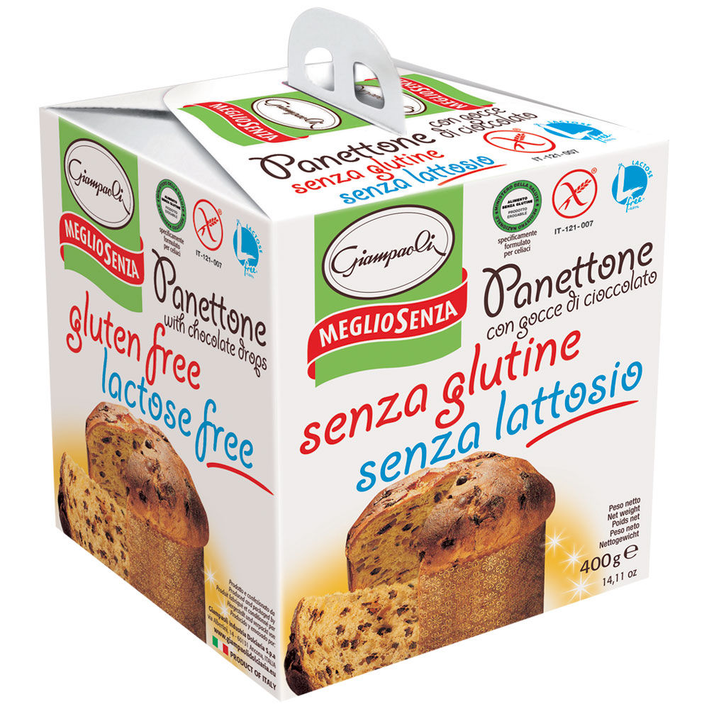 Panettone con gocce di cioccolato senza glutine senza lattosio 400 gr