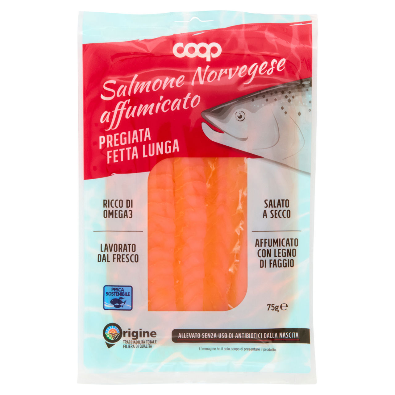 Salmone Norvegese affumicato a fette lunghe 75 gr