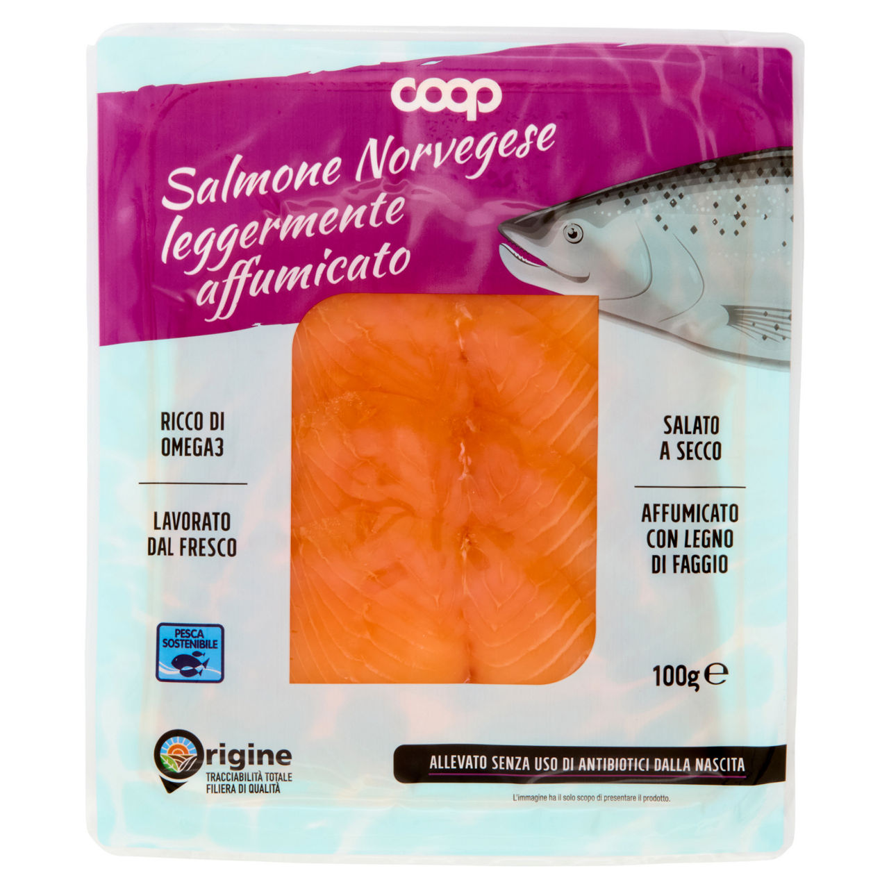 Salmone Norvegese leggermente affumicato 100 gr - Immagine 01