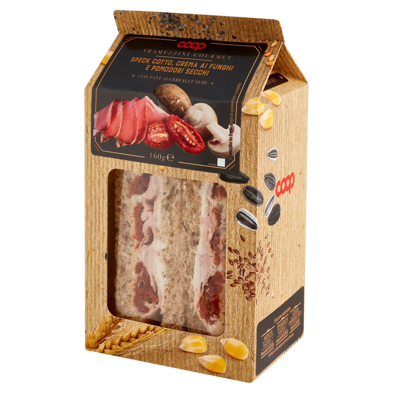 Tramezzini Gourmet con speck cotto crema ai funghi e pomodori secchi 2 pz 160 gr - Immagine 11