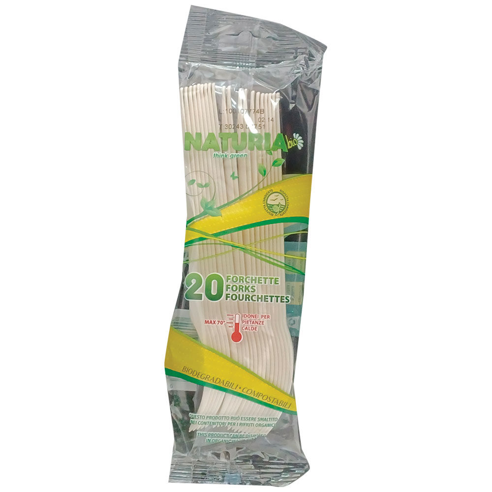 Forchette bianche bio plastica naturia bio 20pz
