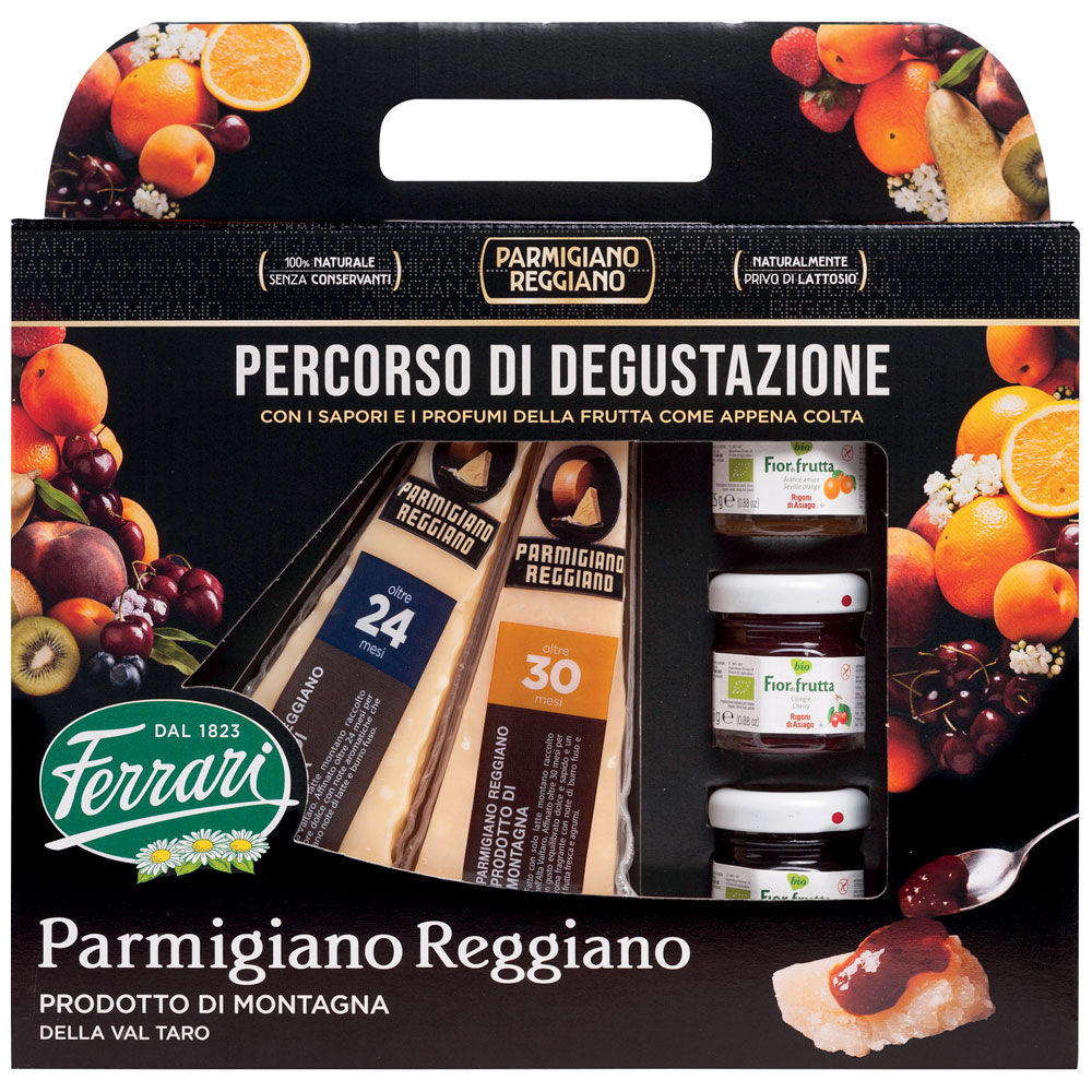 Confezione degustazione con Parmigiano Reggiano e salse di frutta 400 gr