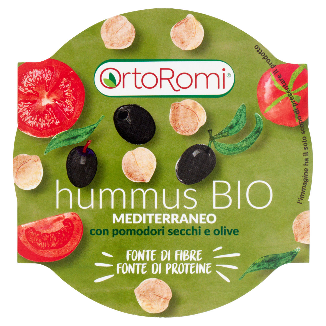 Hummus Mediterraneo bio con pomodori secchi e olive 150 gr - Immagine 01