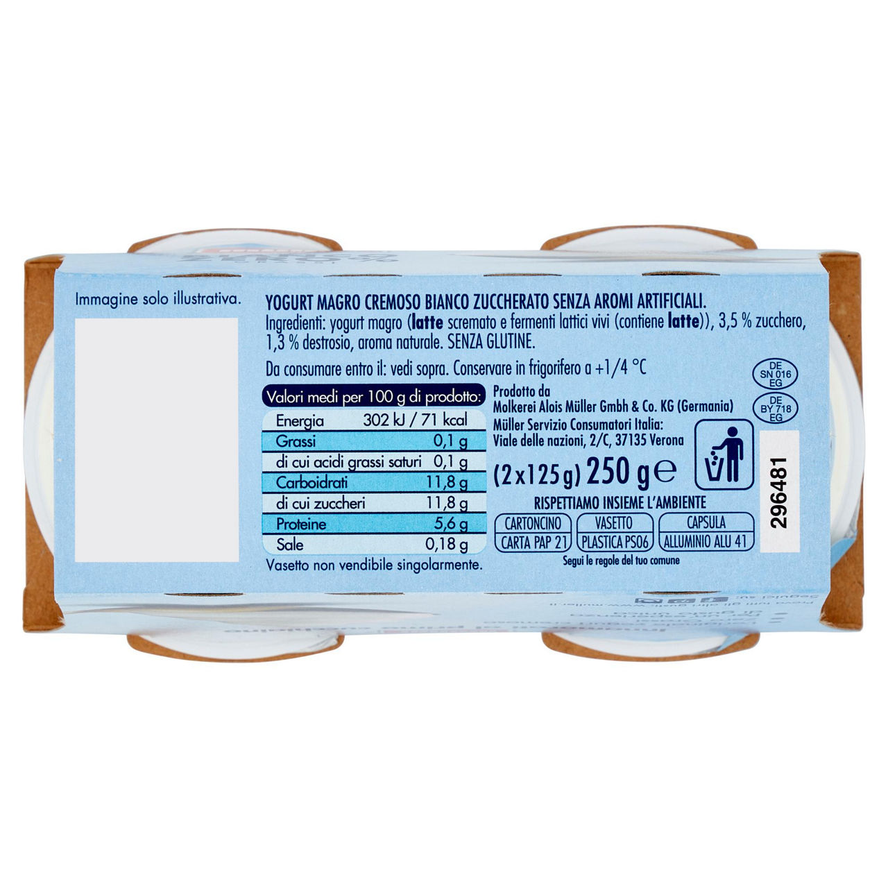Yogurt cremoso bianco zero grassi 2 pz da 125 gr - Immagine 51