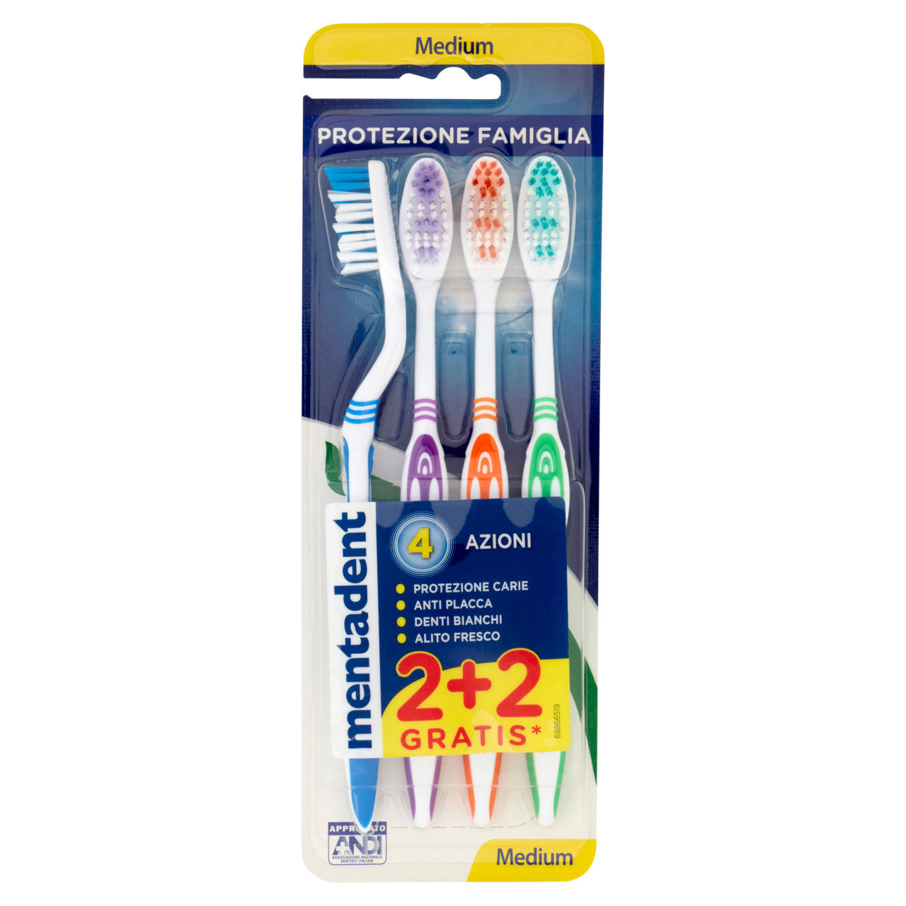 Spazzolino protezione famiglia setole medie 2 pz + 2 gratis