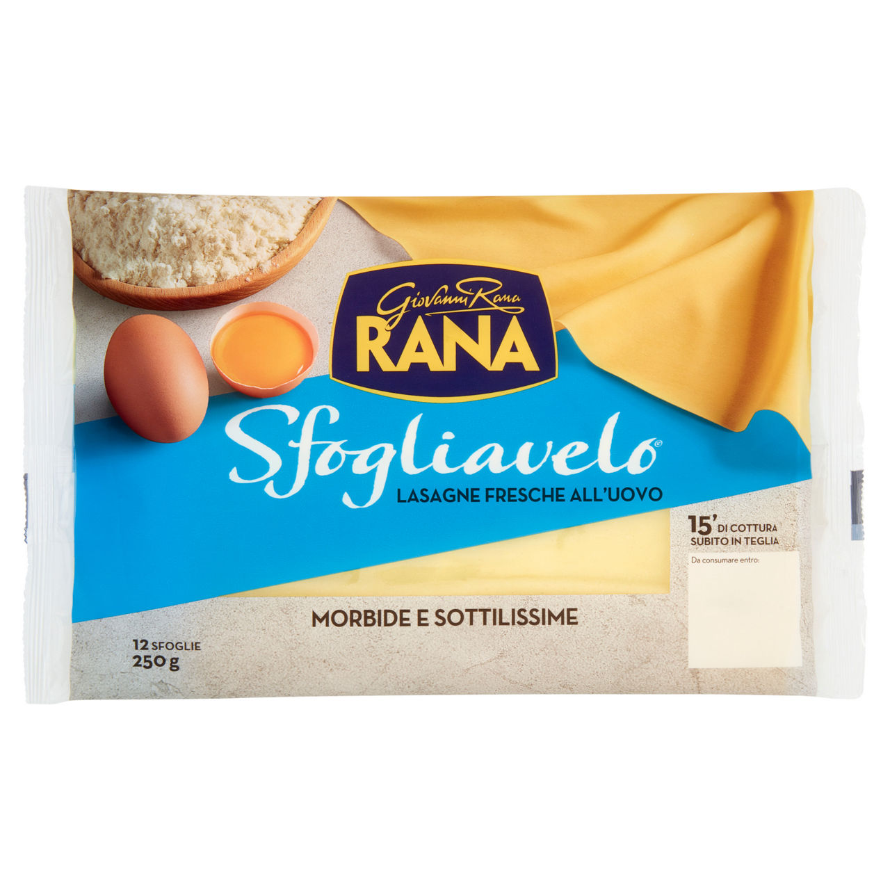 Lasagne fresche all'uovo morbidi e sottili 250 gr