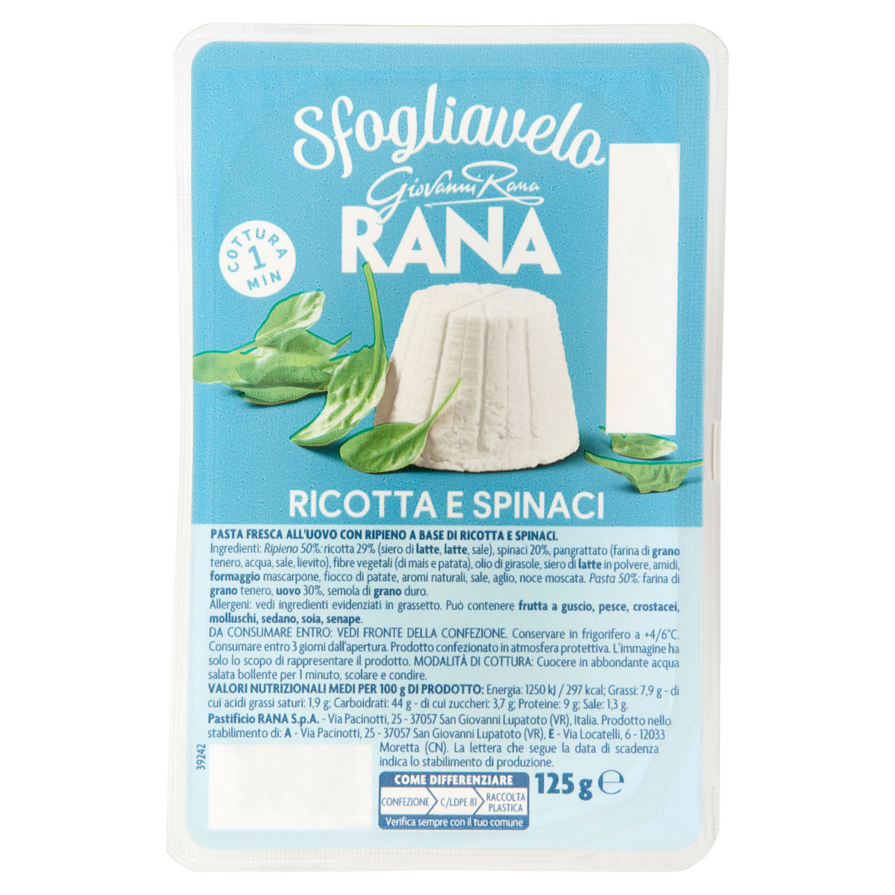 Sfogliavelo ricotta e spinaci 125 gr