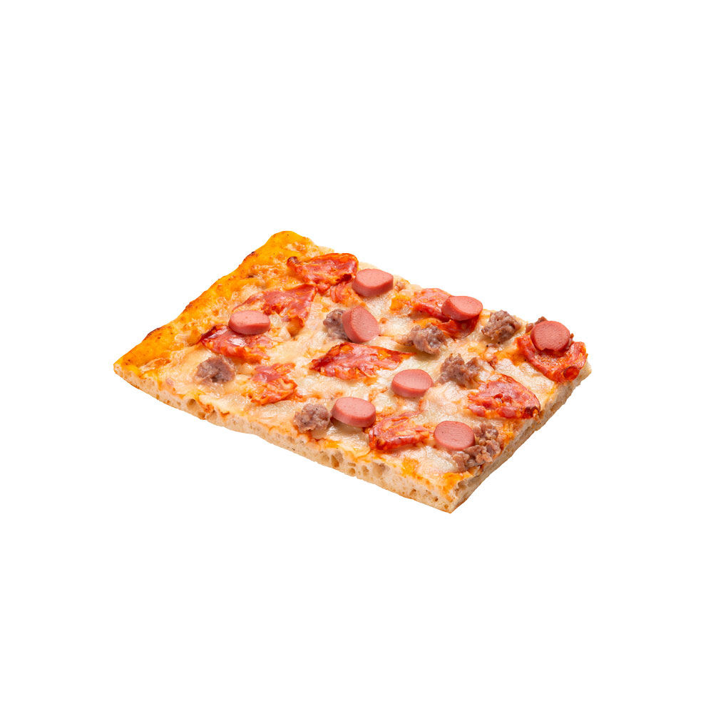 Pizza salamino salsiccia e würstel a spicchi