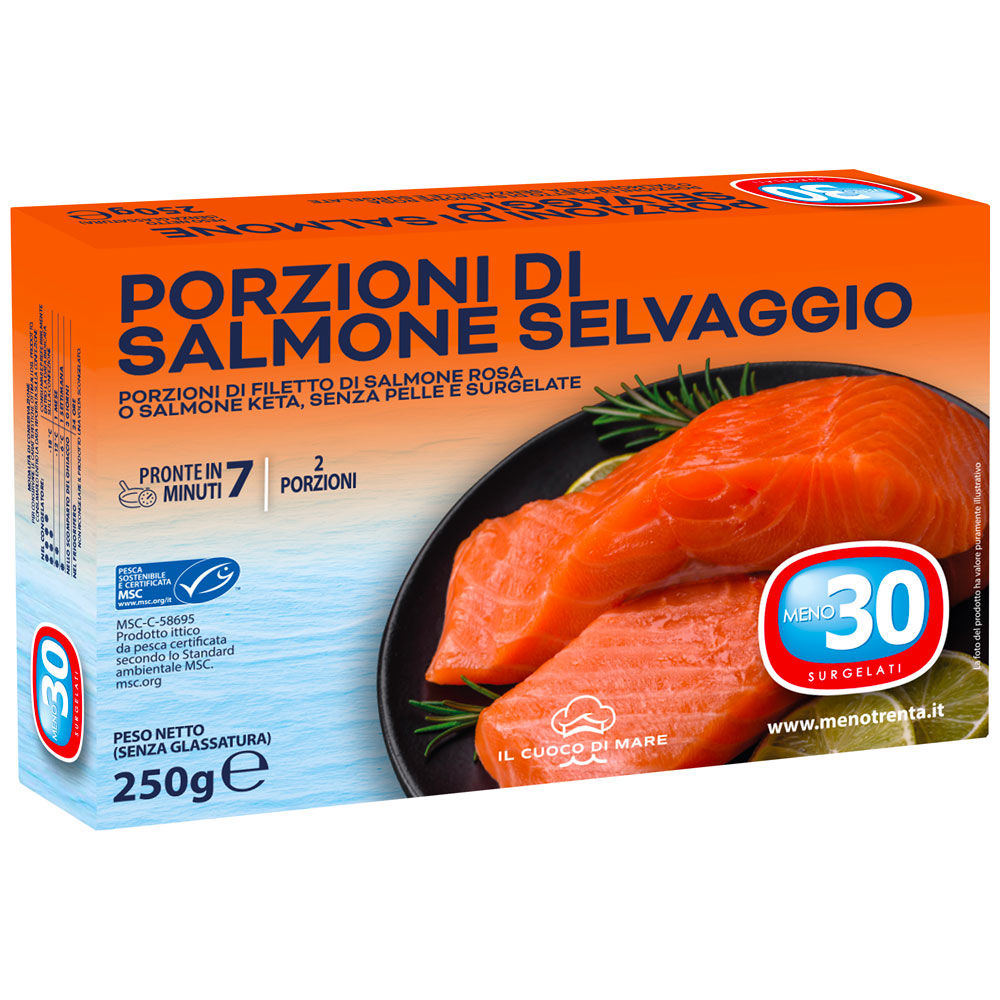 Salmone selvaggio senza pelle surgelato 2 pz 250 gr
