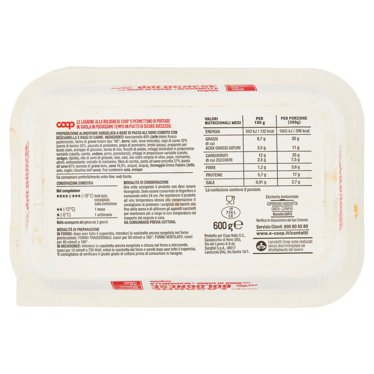Lasagne alla Bolognese surgelate 600 gr - Immagine 61