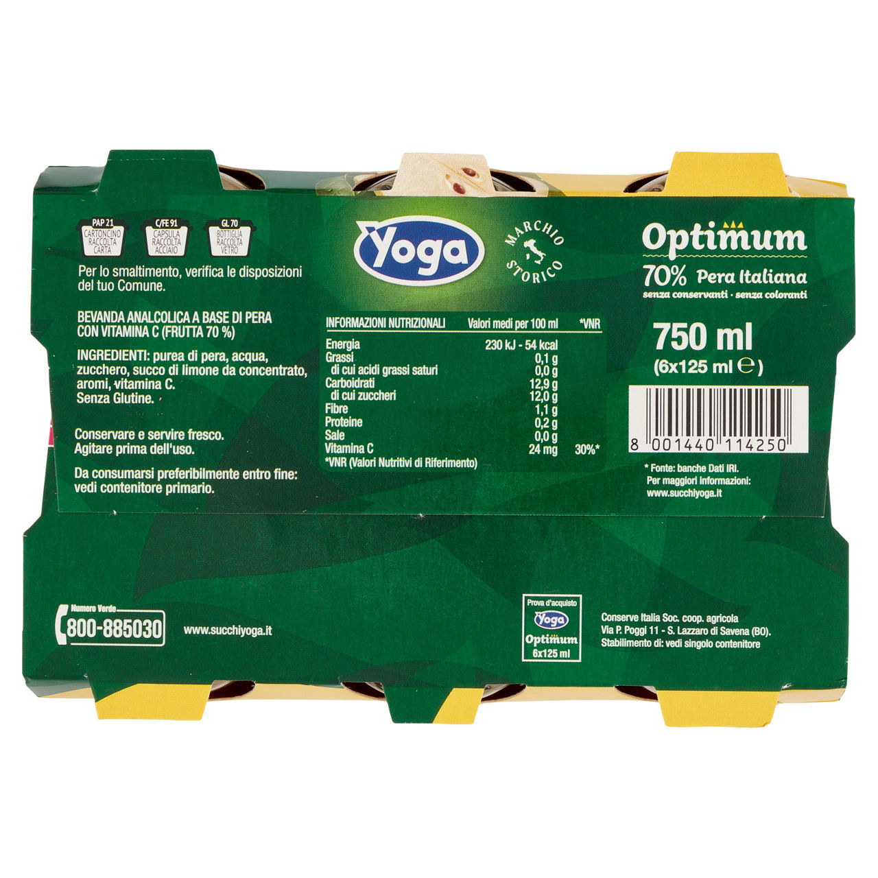 Nettare pera yoga optimum cluster ml 125 x 6 - Immagine 41