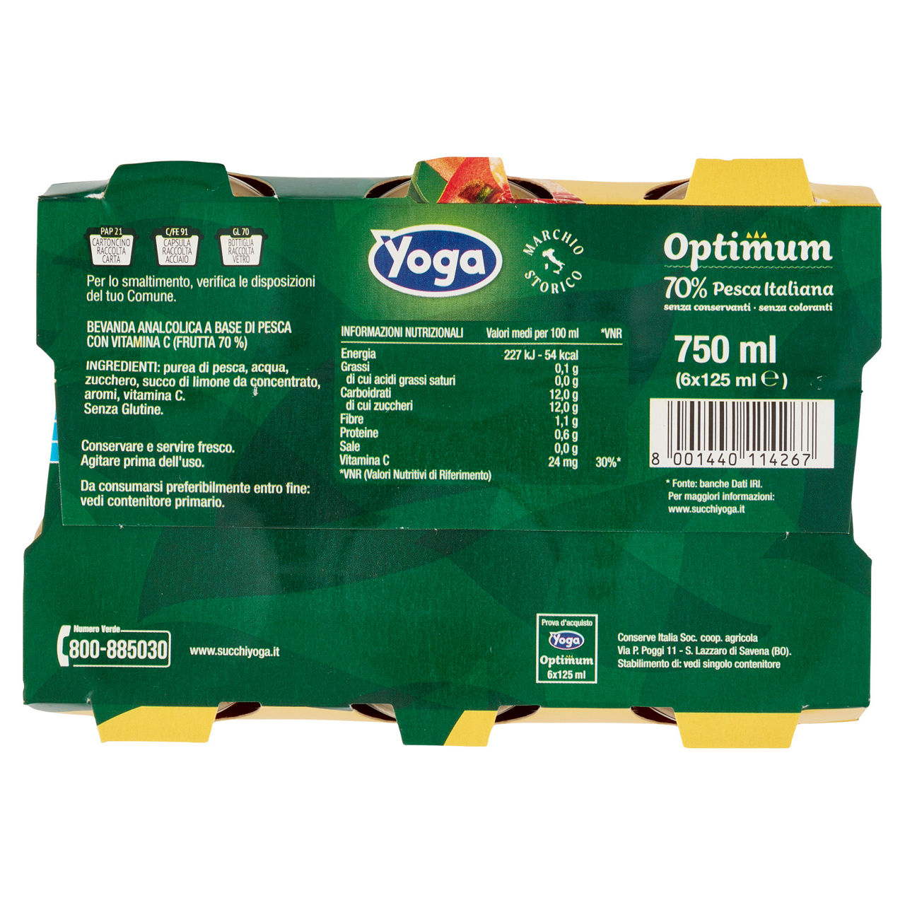 Nettare pesca yoga optimum cluster ml 125 x 6 - Immagine 31