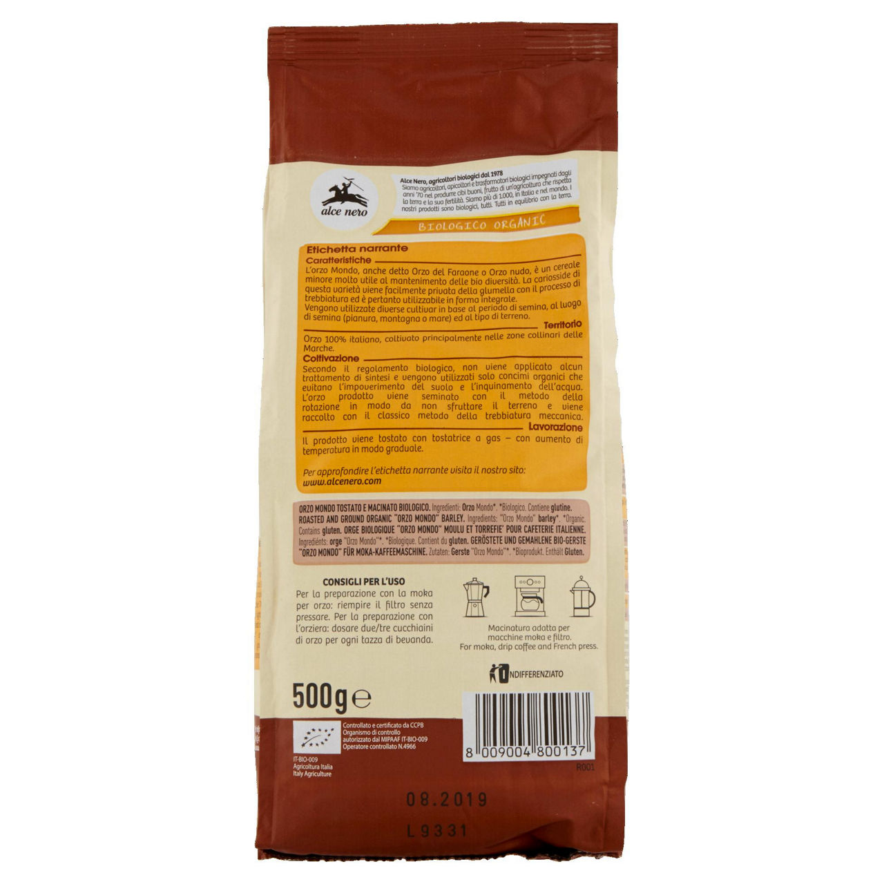 Orzo tostato e macinato bio per moka 500 gr - Immagine 51
