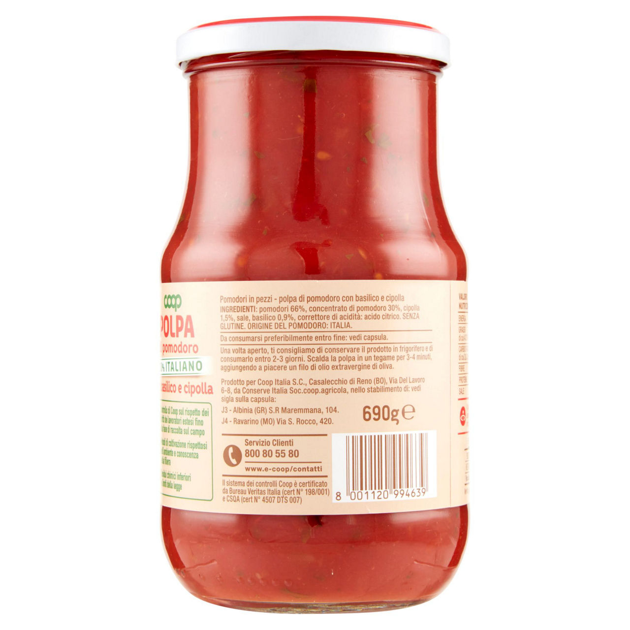Polpa di pomodoro origine coop con basilico e cipolla bottiglia g 690 - Immagine 21