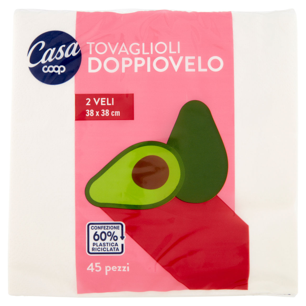 Tovaglioli coop  2 veli cm.38x38 fsc bianco incarto pz 45