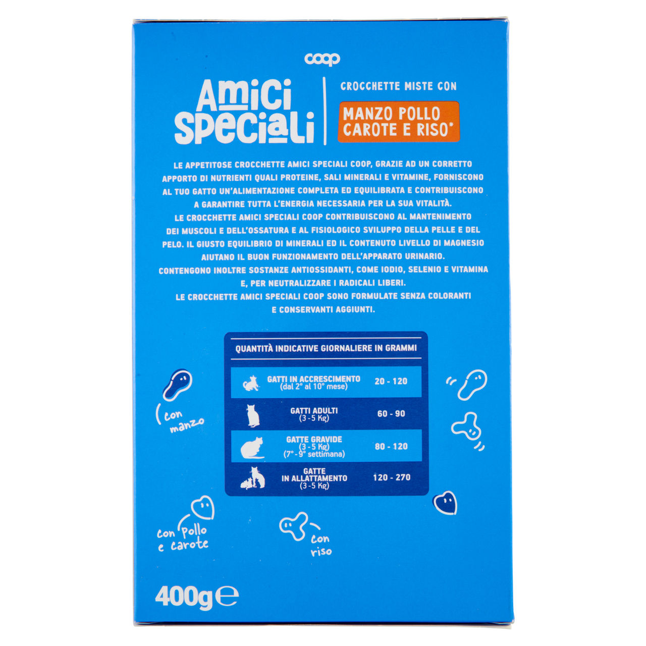 Crocchette per gatti manzo/pollo/carote/riso amici speciali coop scatola g 400 - Immagine 11