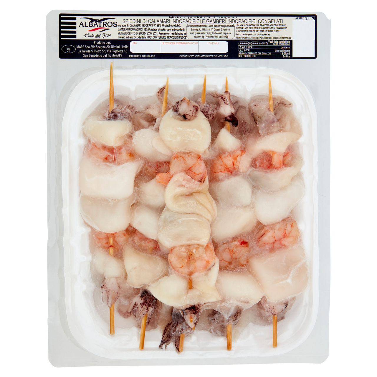 Spiedini di calamari e mazzancolle 400 gr