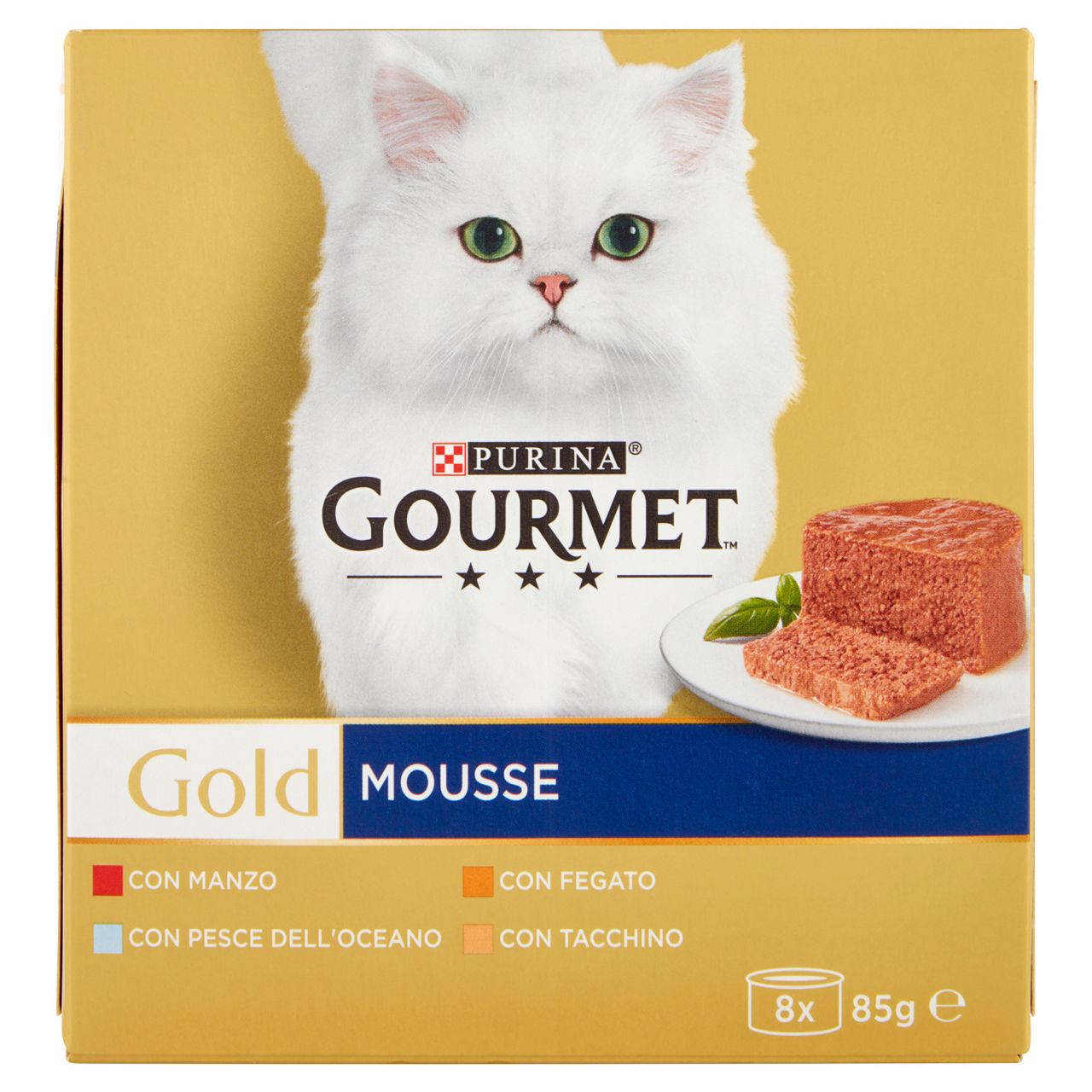 Umido per gatti mousse gusti assortiti 8 pz x 85 gr
