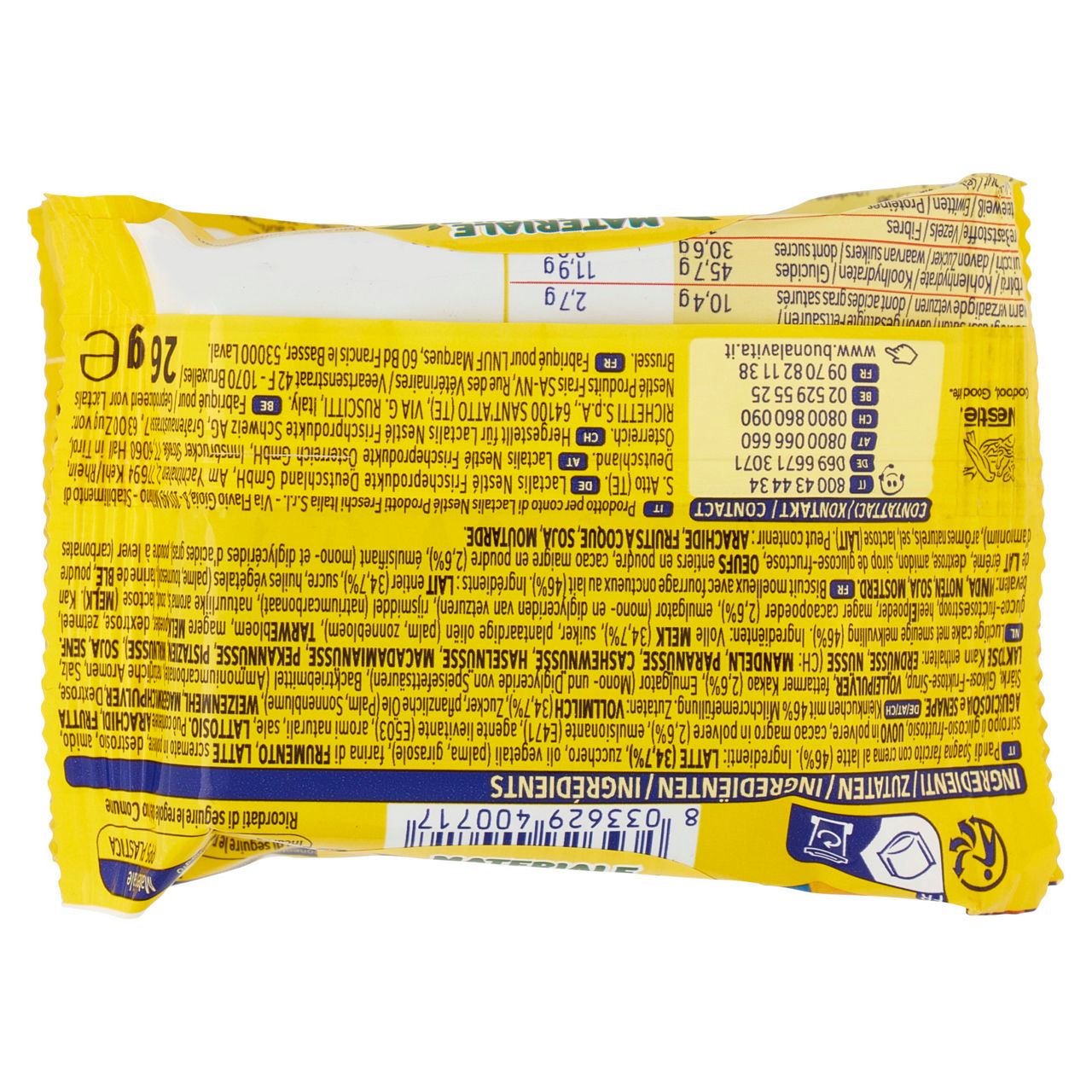Snack di pan di Spagna con crema al latte 5 pz da 26 gr - Immagine 11