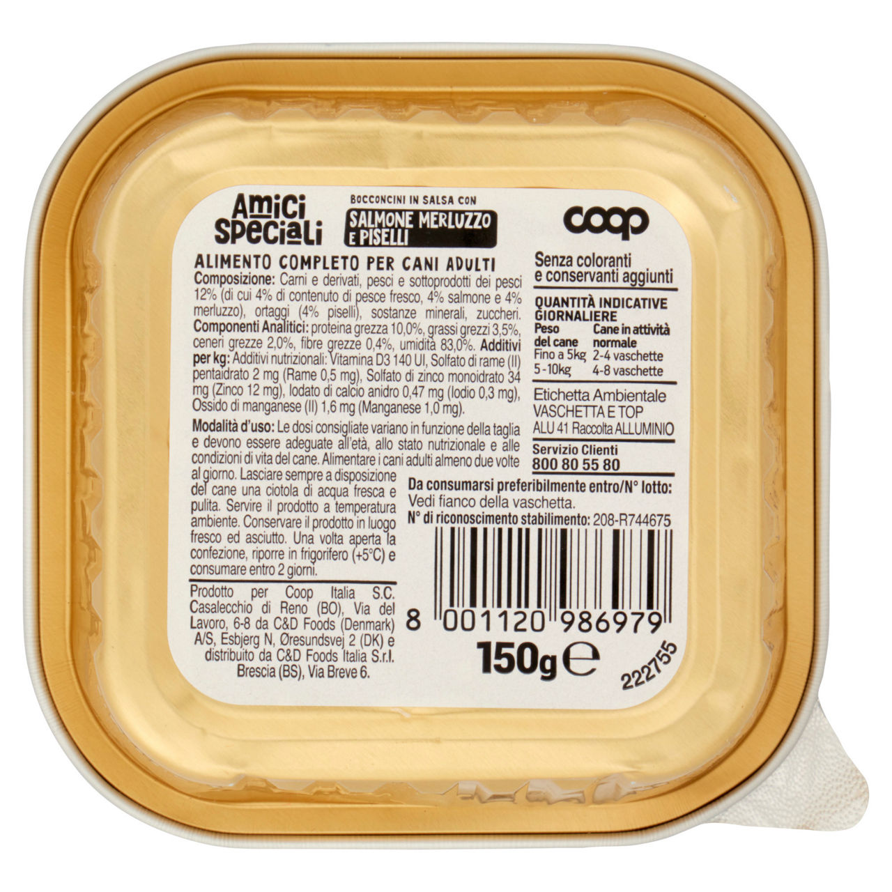Bocconcini cane salmone/merluzzo/piselli amici speciali coop vaschetta 150g - Immagine 11