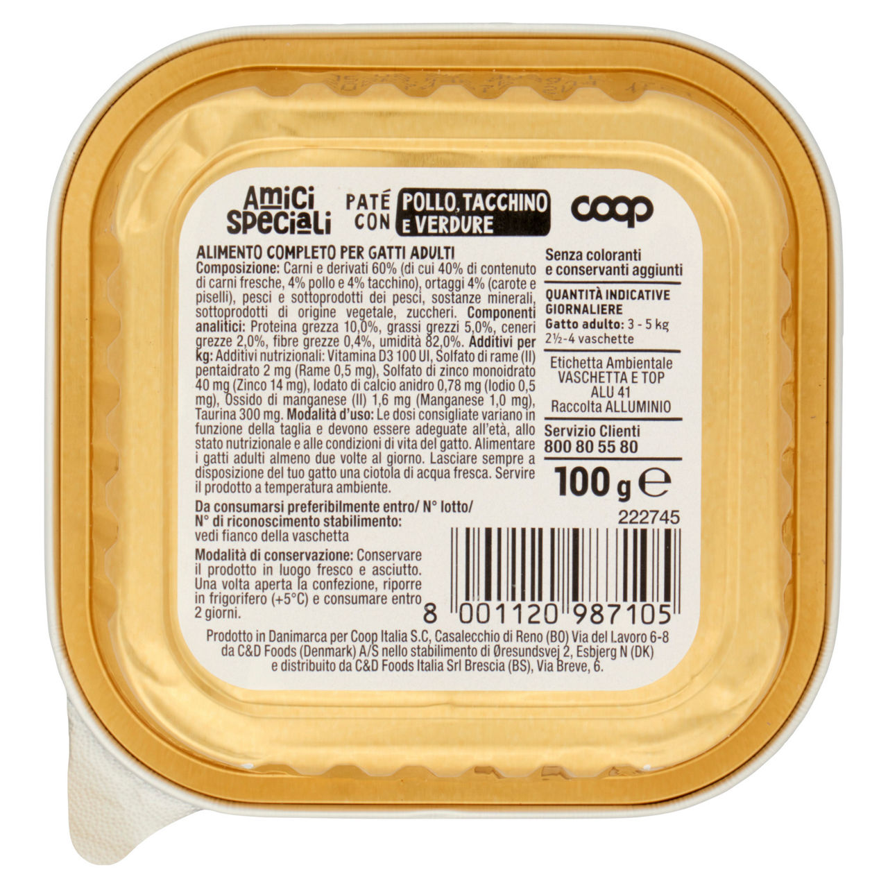Pate per gatto pollo/tacchino/verdure amici speciali coop vaschetta 100g - Immagine 41