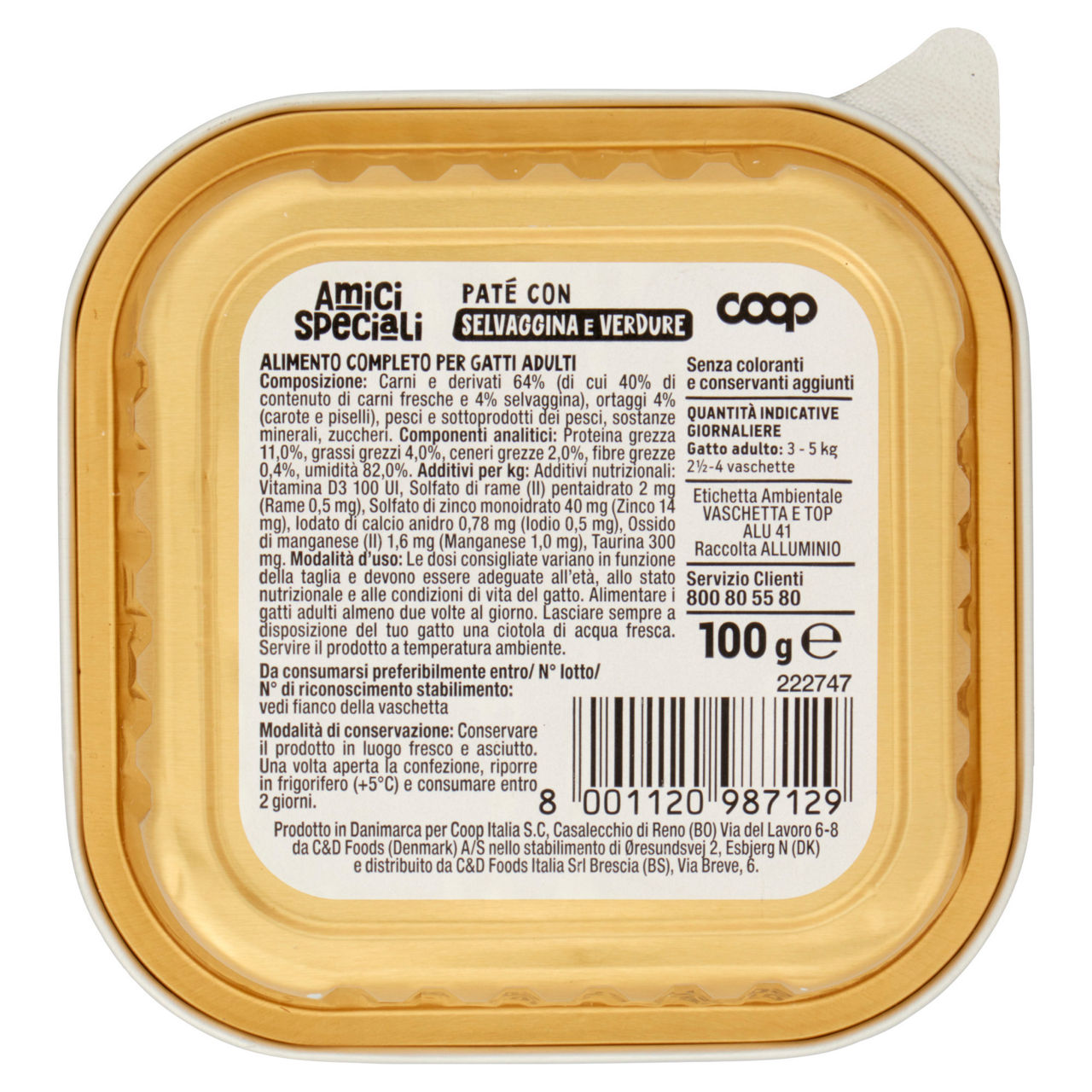 Pate per gatto selvaggina/verdure amici speciali coop vaschetta 100g - Immagine 41