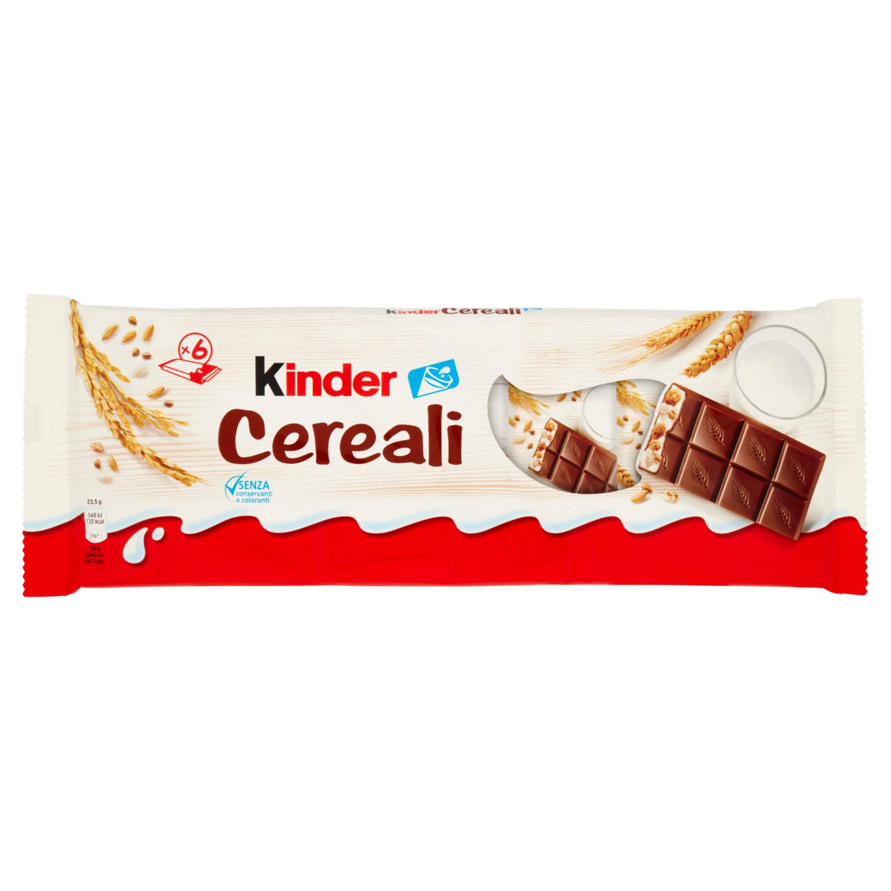 Tavoletta ricoperta di cioccolato finissimo al latte con ripieno al latte e cereali Kinder Cereali 6 pz - Immagine 01