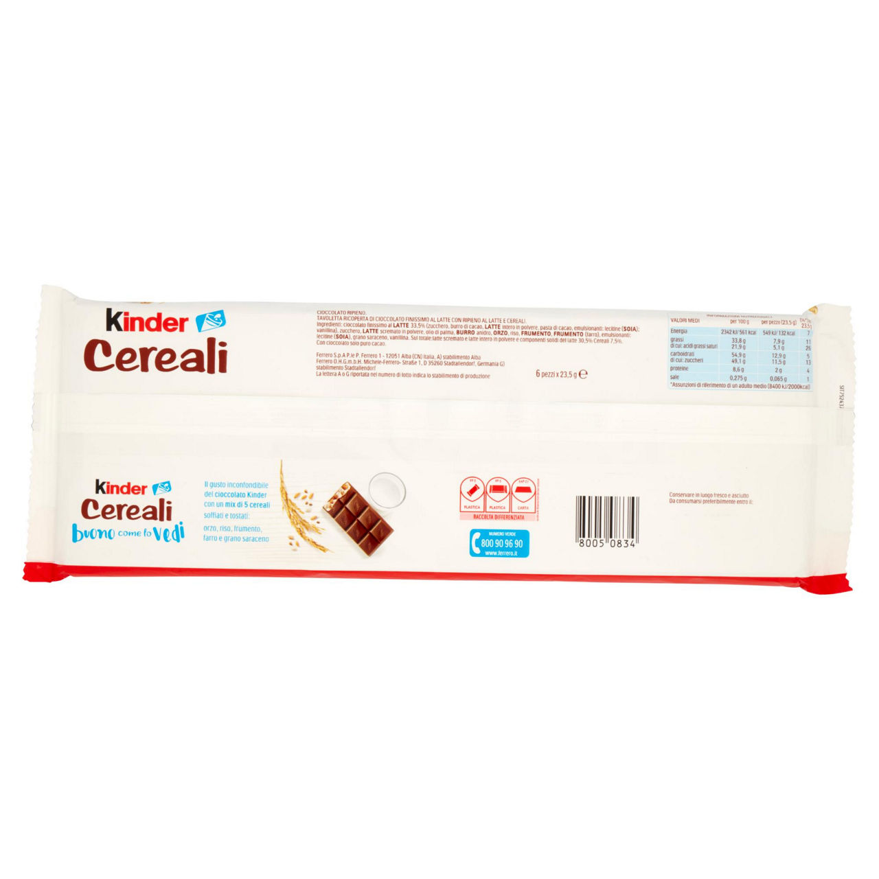 Tavoletta ricoperta di cioccolato finissimo al latte con ripieno al latte e cereali Kinder Cereali 6 pz - Immagine 41