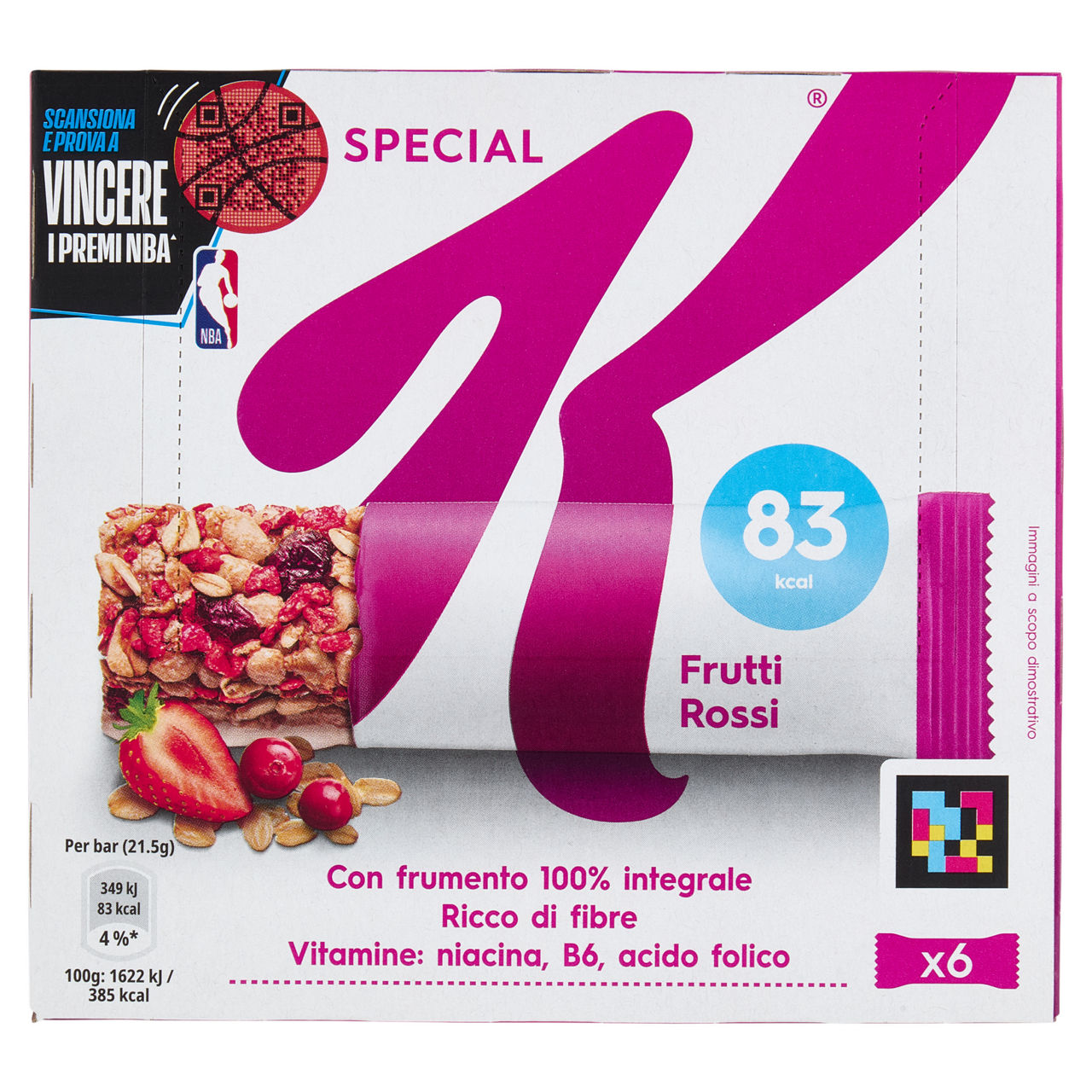 Barrette ai cereali e frutti rossi 6 pz - Immagine 01