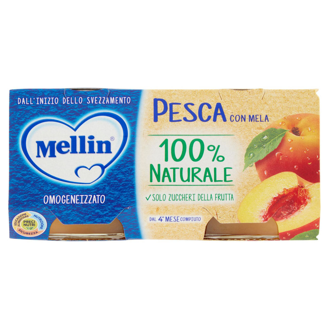 Omogeneizzato di pesca con mela 2 pz x 100 gr