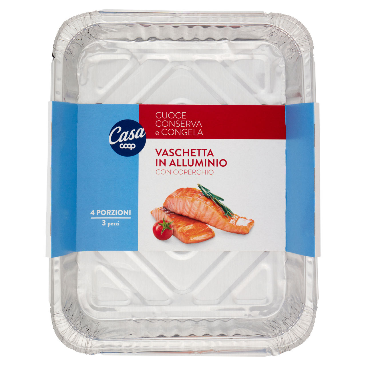 Vaschette alluminio coop casa rettangolare r75l con coperchio 4porz. pz3 - Immagine 01