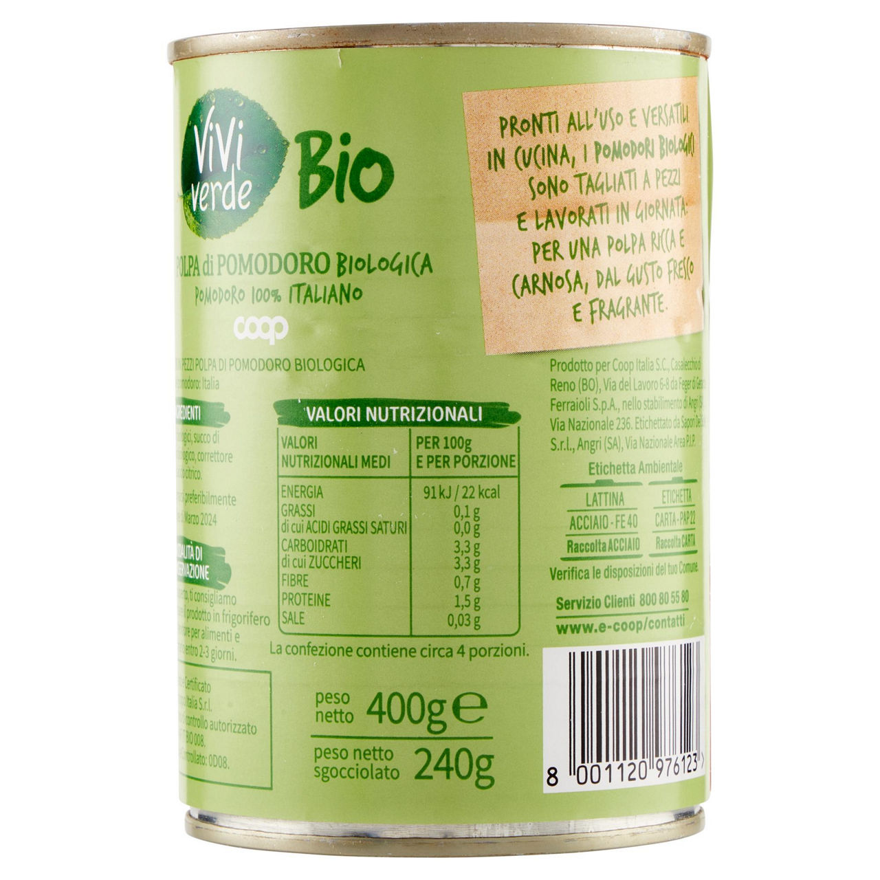 Polpa di pomodoro biologica vivi verde 400 g - Immagine 51