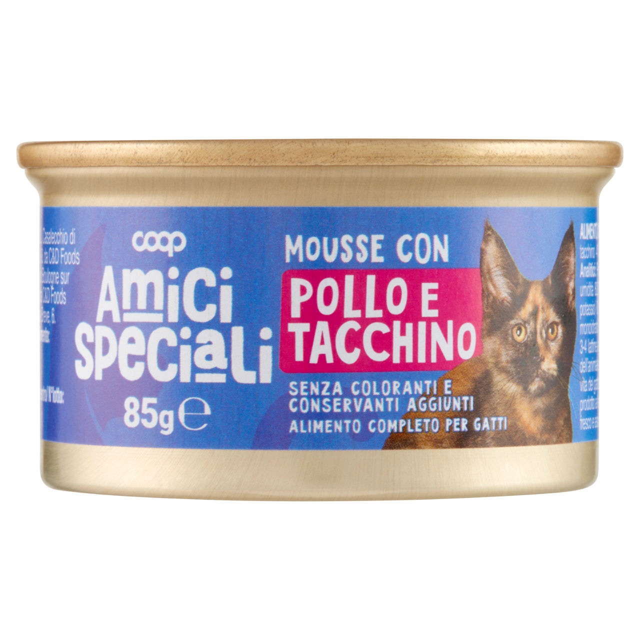 Mousse gatto con pollo e tacchino coop amici speciali lattina gr.85 - Immagine 01