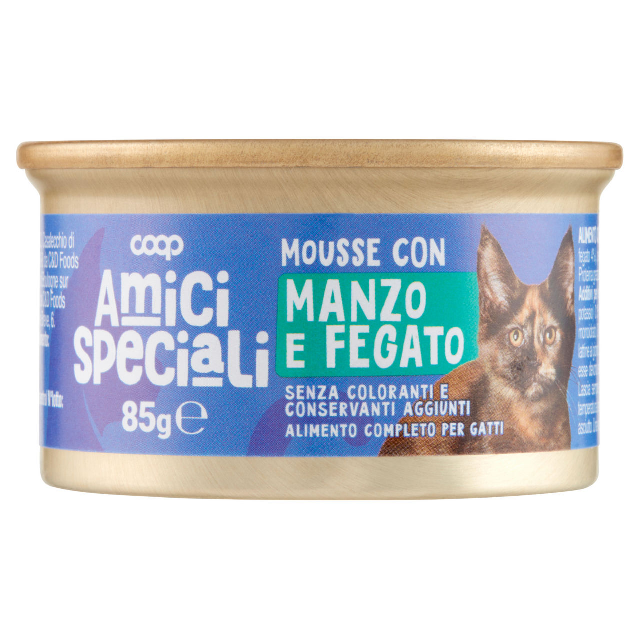 Mousse gatto con manzo e fegato coop amici speciali lattina gr.85 - Immagine 01